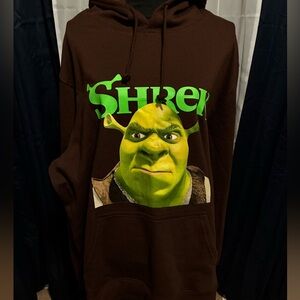 SHREK Dreamworks Character Graphic Brown Pullover Hoodie